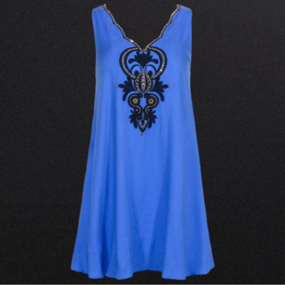 Lilly Pulitzer - Periwinkle Blue Sleeveless Shift Dress W/ Gold Stone Trim Small